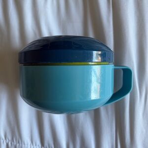 Thermos Vacuum Insulated Food Jar with Spoon Holder, 12oz, Blue, Ideal for Work